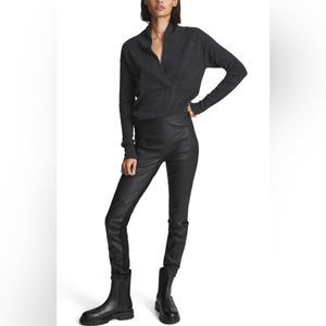 Reiss VALERIE LEATHER PONTE LEGGINGS